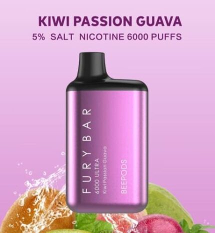 Beepods Fury Bar Kiwi Passionfruit Guava 5% 6000 Puff (Rechargeable)