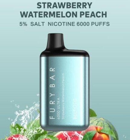 Beepods Fury Bar Strawberry Watermelon Peach 5% 6000 Puff (Rechargeable)